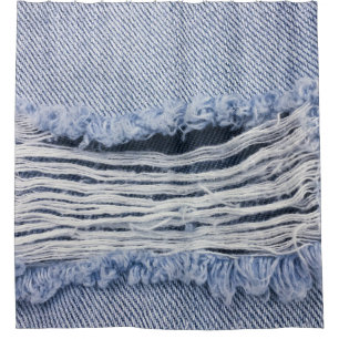 Light Blue Torn Jeans Texture Shower Curtain