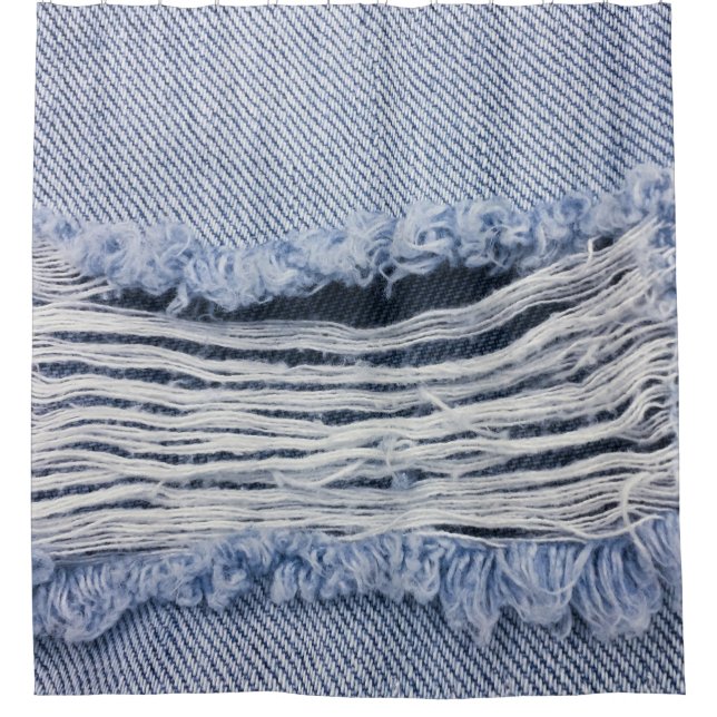 Light Blue Torn Jeans Texture Shower Curtain (Front)