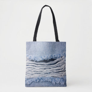Light blue torn Jeans texture. Tote Bag