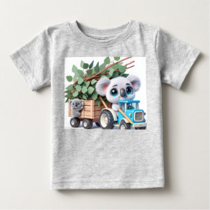 Light Blue Tractor with Koala Baby T-Shirt