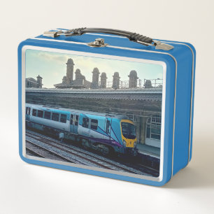 Light blue train , Sheffield station Metal Lunch Box