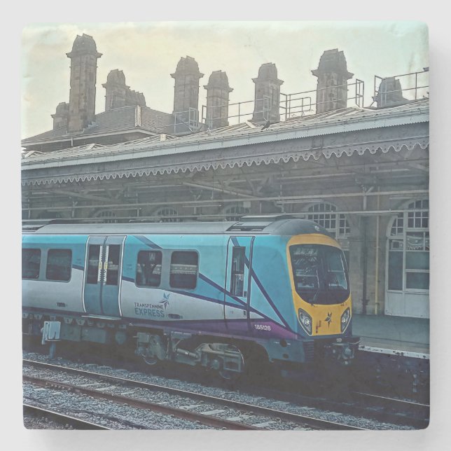 Light blue train stone coaster (Front)