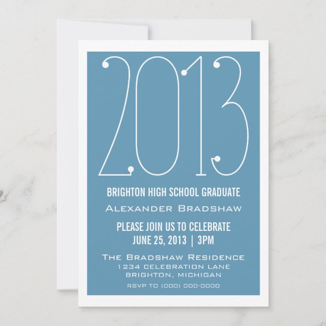 Light Blue Trendy 2013 Graduation Invitation (Front)