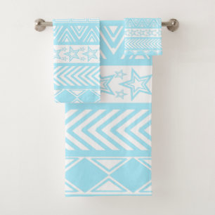 Light Blue Tribal Design Bath Towel Set