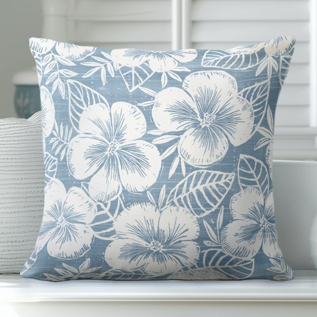 Light Blue Tropical Throw Pillow (Creator Uploaded)