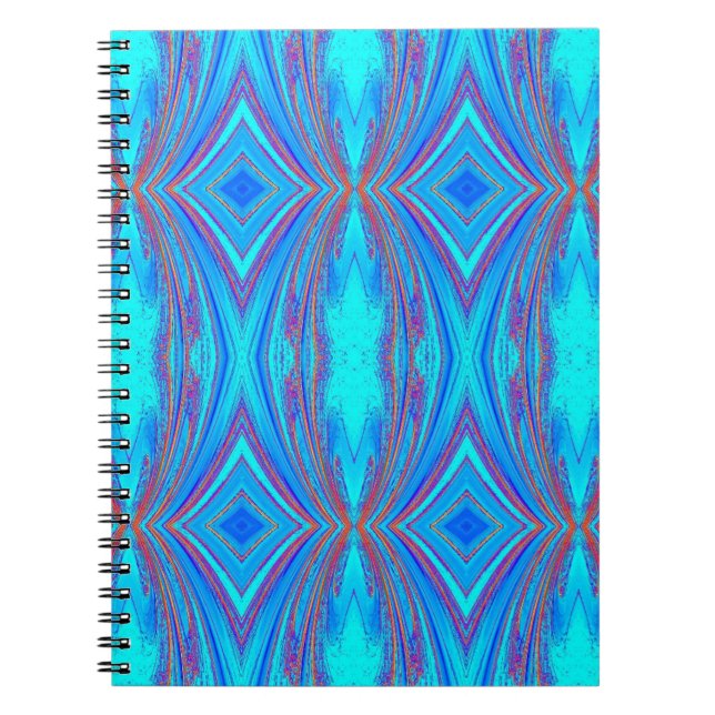 Light Blue Turquoise Diamonds Pattern Notebook (Front)