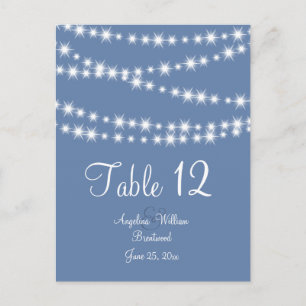 Light Blue Twinkle Lights Table Number Postcard
