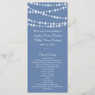 Light Blue Twinkle Lights Wedding Program