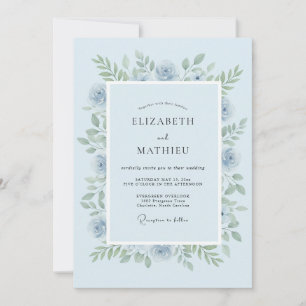 Light Blue Verdant Floral Wedding Invitation