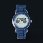 Light Blue Video Game Controller Watch<br><div class="desc">This fun watch features a cool vector illustration of a video games controller and can be personalised with your child's name,  monogram,  initial,  or any text of your choice for a perfect custom gift.</div>