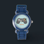 Light Blue Video Game Controller Watch<br><div class="desc">This fun watch features a cool vector illustration of a video games controller and can be personalised with your child's name,  monogram,  initial,  or any text of your choice for a perfect custom gift.</div>