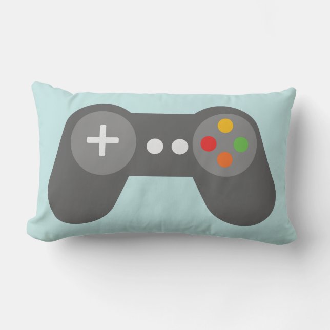Light Blue Video Games Controller Lumbar Cushion (Front)