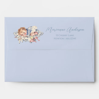Light Blue Vintage Baby Boy Baby Shower Envelope