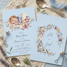 Light Blue Vintage Baby Boy Baby Shower Invitation