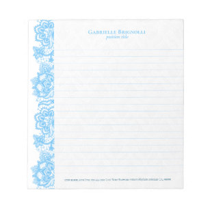 Light-blue vintage floral lace notepad