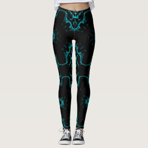 Light Blue w/Black Kaleidoscope Pattern #1 Leggings