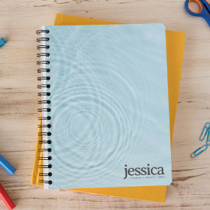 Light Blue Water Ripple Rounded Modern Typography Notebook