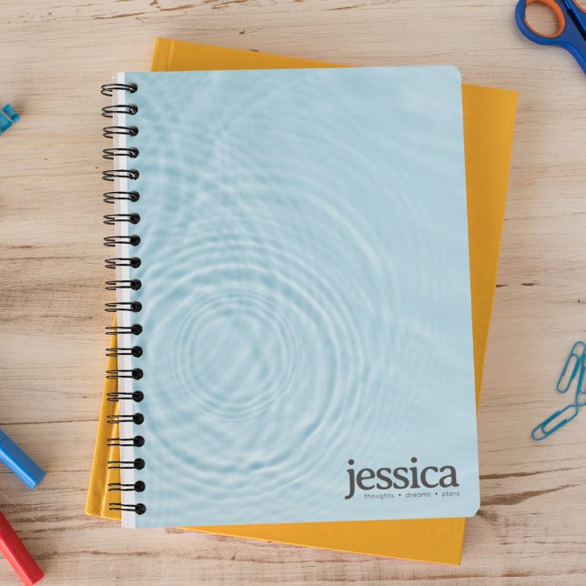 Light Blue Water Ripple Rounded Modern Typography Notebook (Creator Uploaded)