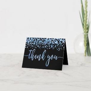 Light Blue Watercolor Confetti Wedding Thank You
