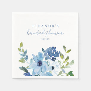 Light Blue Watercolor Floral Bridal Shower Custom Napkin