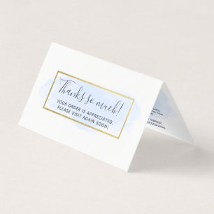 Light Blue Watercolor Modern Gold Thank You Card