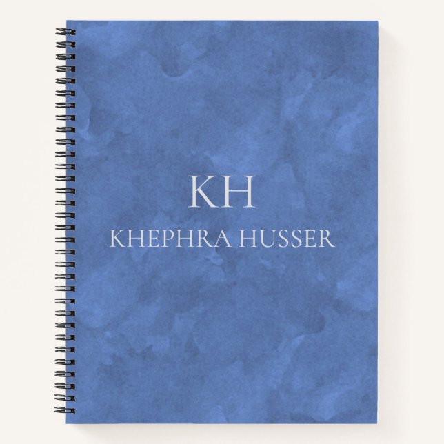Light Blue Watercolor Monogram  Notebook (Front)