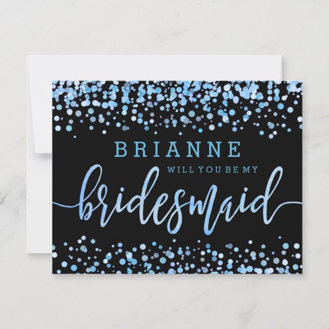 Light Blue Watercolor Will You Be My Bridesmaid Invitation (Front)