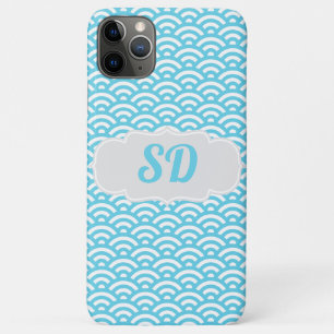 Light Blue Wave Custom Monogram iPhone 11 Pro Max Case