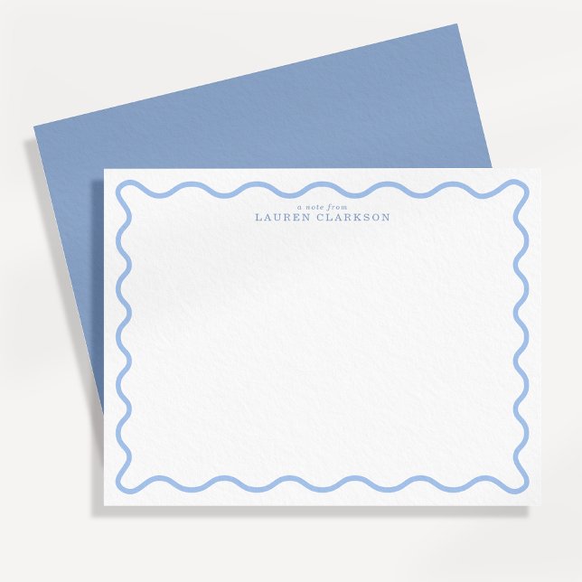 Light Blue Wavy Border Personalised Note Card (Creator Uploaded)