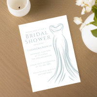 Light Blue Wedding Dress Bridal Shower Invitation