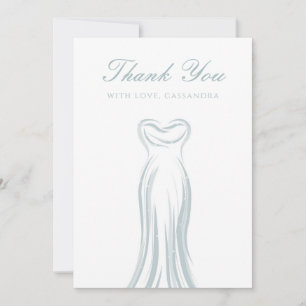 Light Blue Wedding Dress Thank You Card