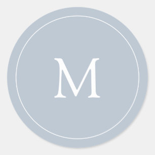 Light Blue   Wedding Monogram Classic Round Sticker