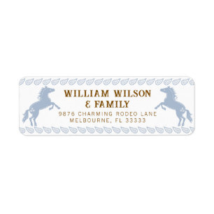Light Blue Western Rodeo Horse Return Address Labe Label