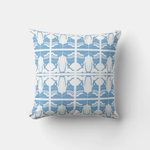 Light Blue White 2-Tier Mediterranean Mosaics Cushion