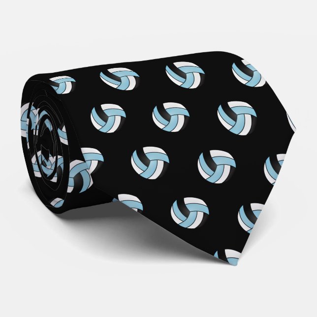 Light Blue, White and Black Volleyball Tie (Rolled)