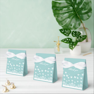 Light blue White butterflies Wedding Thank you Favour Box