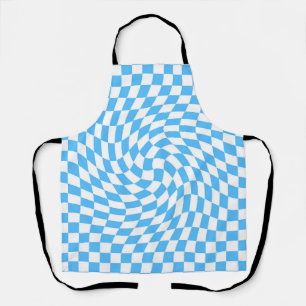 Light Blue & White Chequered Chequerboard Pattern  Apron