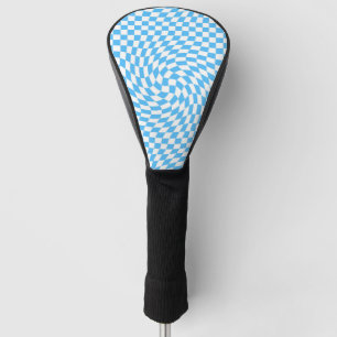Light Blue & White Chequered Chequerboard Pattern Golf Head Cover