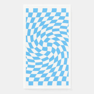 Light Blue & White Chequered Chequerboard Pattern Napkin