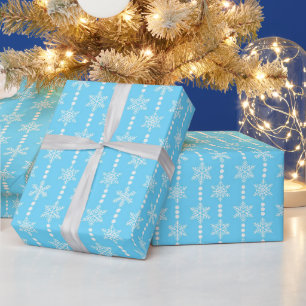 Light Blue & White Christmas Snowflakes Wrapping Paper