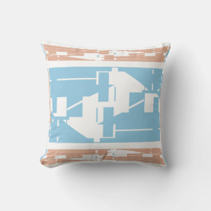 Light Blue White Coral Mediterranean Mosaic Motif Cushion