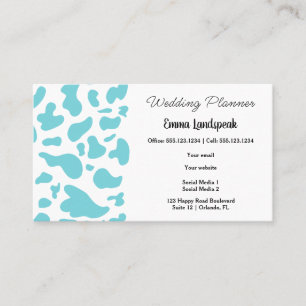 Light Blue & White Cow Print, QR Code Business Card