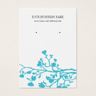 Light Blue White Flowers Custom Earring Card