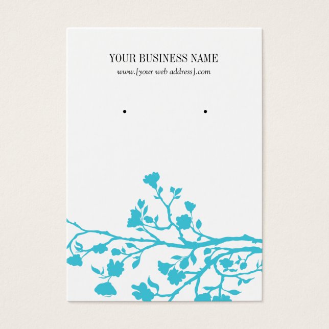 Light Blue White Flowers Custom Earring Card (Front)
