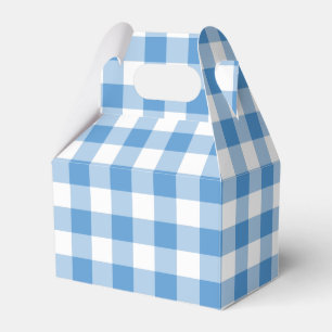 Light Blue & White Gingham Pattern Gable Favour Bo Favour Box