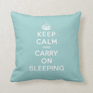 Light Blue White Keep Calm and Carry On Sleeping Cushion