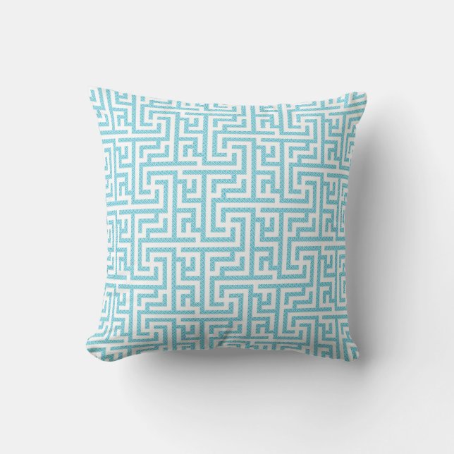 Light Blue & White Labyrinth Cushion (Front)