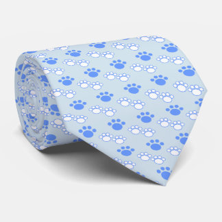 Light Blue & White Paw Tie