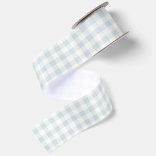 Light Blue White Plaid Stripes Bridal Shower Satin Ribbon