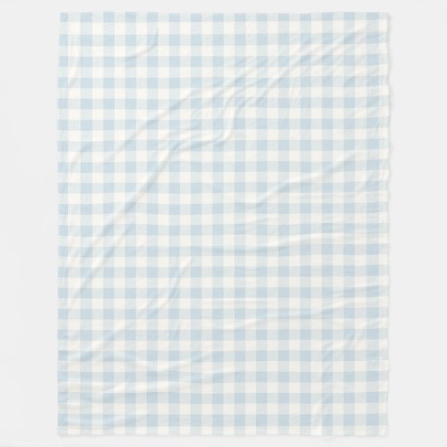 Light Blue White Plaid Stripes   Fleece Blanket (Front)